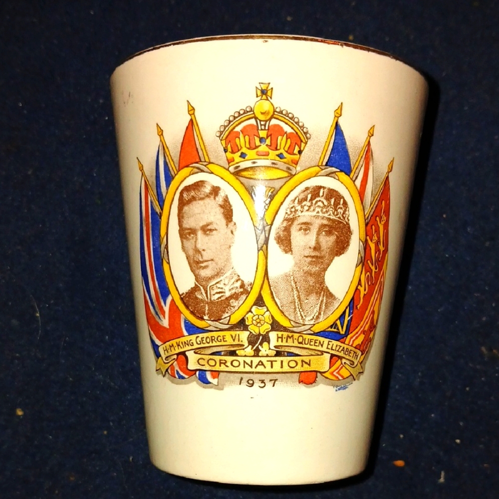 Vintage Coronation Beaker with Royal Portraits, 1937